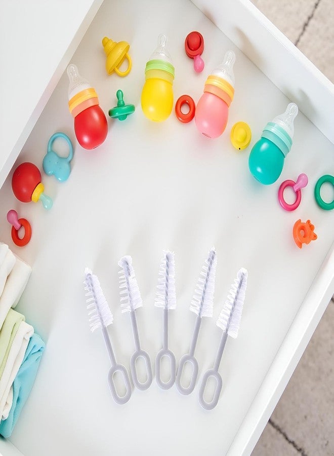 Cauaoa 10 Pcs White Pacifier Cleaning Set,Nipple Cleaner Nipples Brush Cleaning Tools Professional Bristle High Density Pacifier Soother Accessories,Bottle-Feeding - Image 3